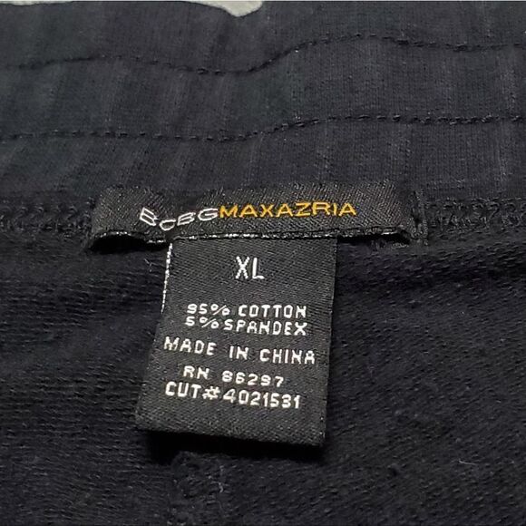 BCBGMAXAZRIA Vintage Retro Y2K  Black Bling Spell Out Cropped Sweatpants XL - Picture 12 of 12